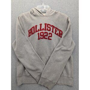 Hollister Hoodie Mens Medium Gray 1922 Pullover Sweatshirt Fleece Varsity Logo